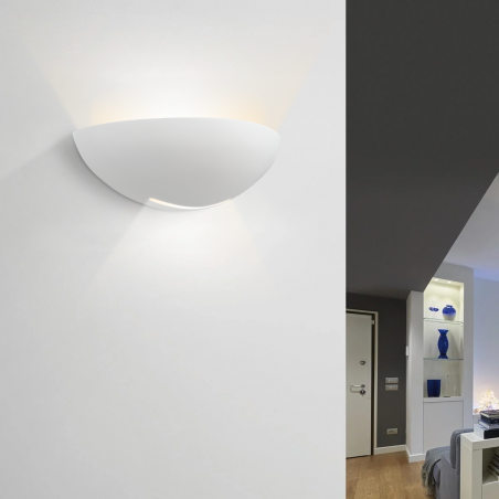 Aplique de escayola media luna E27 Doble Emisión Luminosa