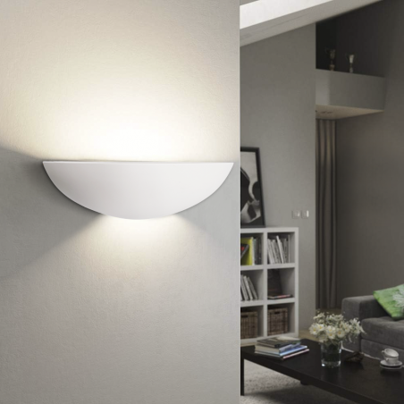 Aplique de escayola media luna E27 Doble Emisión Luminosa