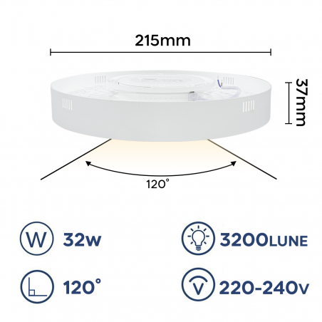 Plafón LED orbital 32W luz blanca 6000K Lámpara de pared delgada redonda