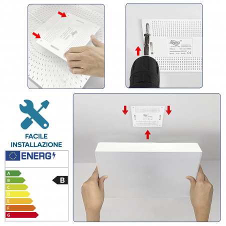 Plafón de techo LED 32W Luz blanca 6000K cuadrada delgada para interiores