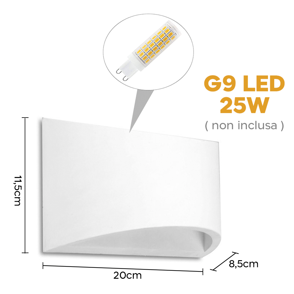 Aplique de yeso GS-5022 Montaje en pared G9...