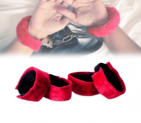 Set de 4 juguetes para sexo sadomasoquista BONDAGE PREMIUM 748908 (incluye pluma + máscara + esposas) color rojo