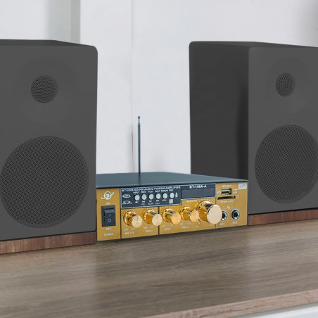 Amplificador Karaoke Bluetooth Estéreo HiFi MP3 Pantalla LCD Entrada USB y SD