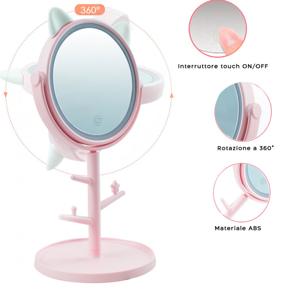 Espejo maquillaje cosmético luz LED sobremesa...