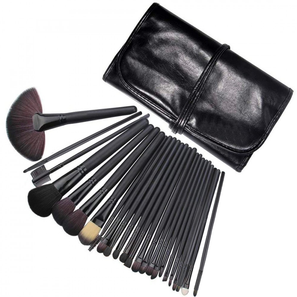 Set 24 Brochas de Maquillaje Profesional para Base y Sombra de Ojos con Estuche