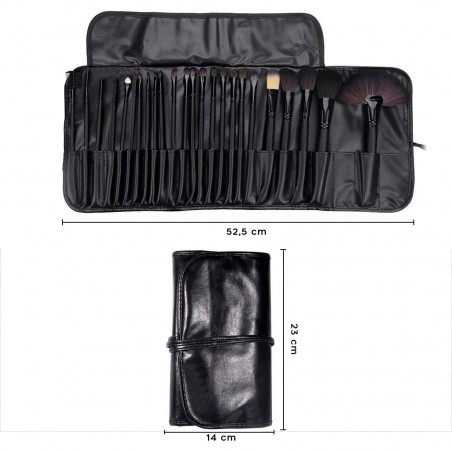 Set 24 Brochas de Maquillaje Profesional para Base y Sombra de Ojos con Estuche