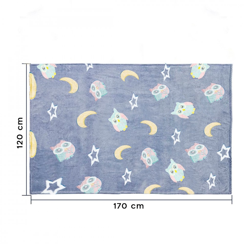 Manta Mágica infantil polar azul con Búhos y...
