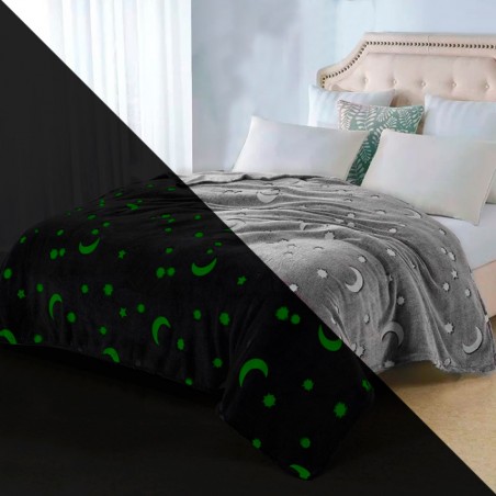 Manta mágica infantil polar Estrellas Fluorescentes Luna Gris Polar 170x180