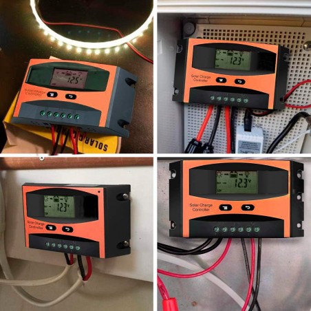 Controlador de carga del panel solar Fusible 30A Monitoreo PWM con pantalla