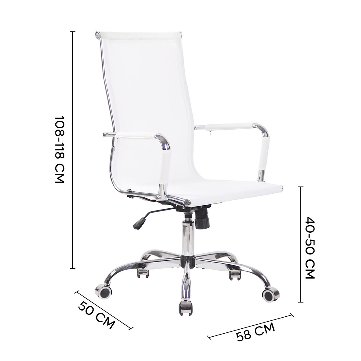 Silla presidencial RENZO de oficina de malla con respaldo alto y reposabrazos - Imagen 24 de 24