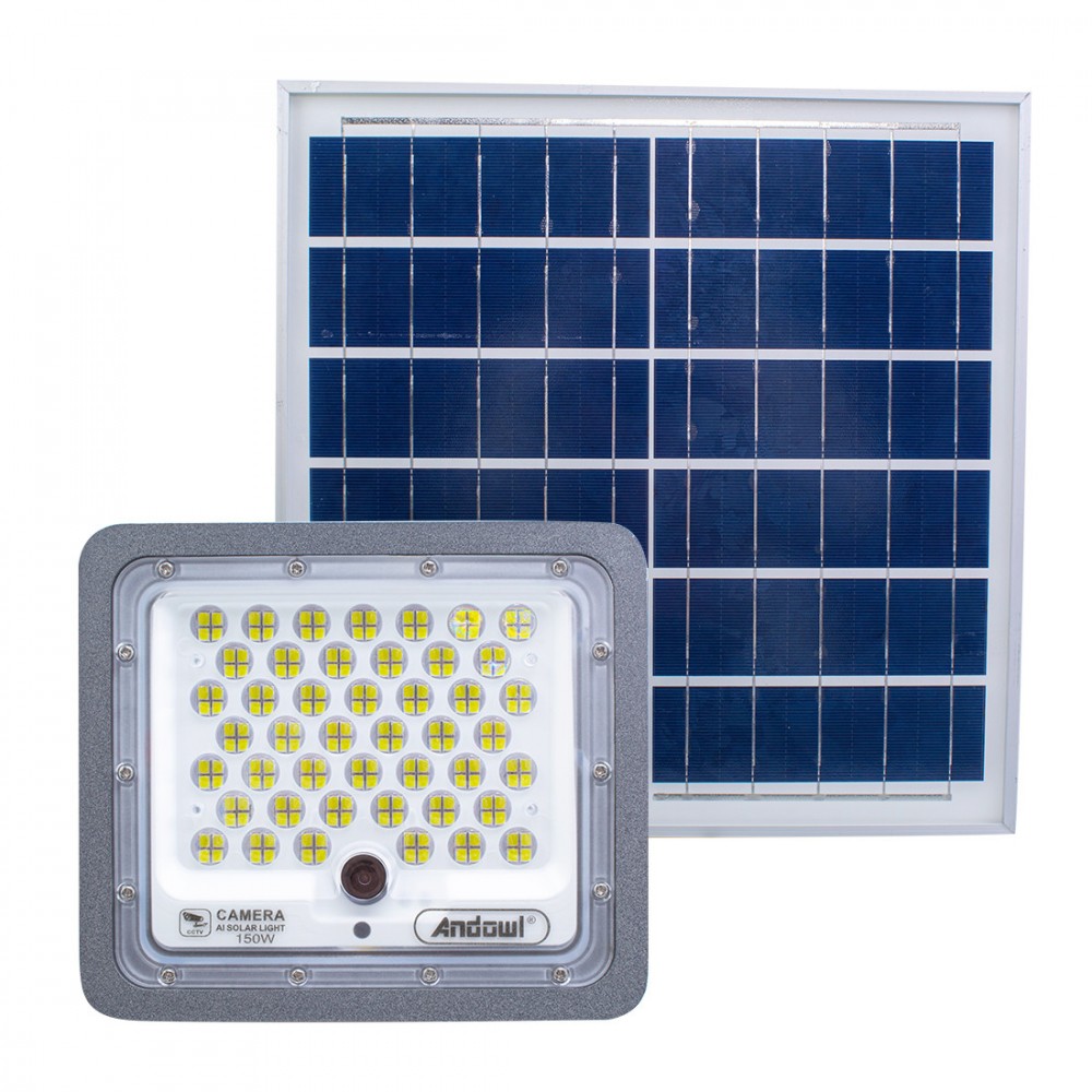 Faro LED con cámara de 5.0 MP Panel solar de 150 W Carga Q-SX75 Wi-Fi