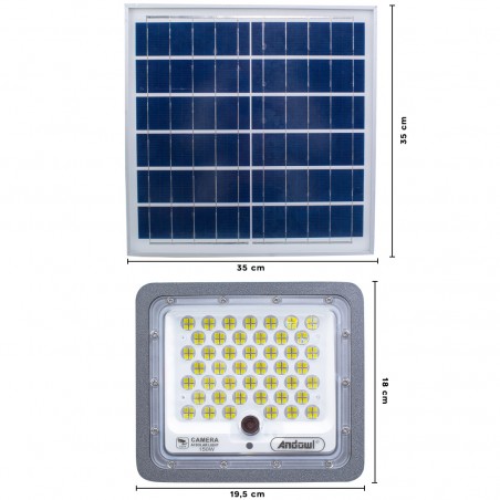 Faro LED con cámara de 5.0 MP Panel solar de 150 W Carga Q-SX75 Wi-Fi