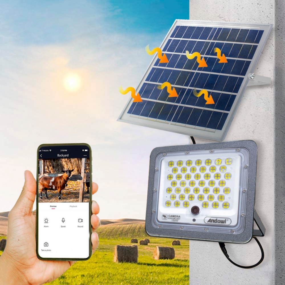 Faro LED con cámara de 5.0 MP Panel solar de...