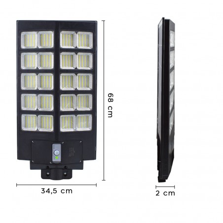 Farola de recarga con panel solar 1000W Protección IP65 y Control Remoto