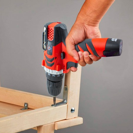 Taladro destornillador inalámbrico batería doble de 12V con estuche y accesorios