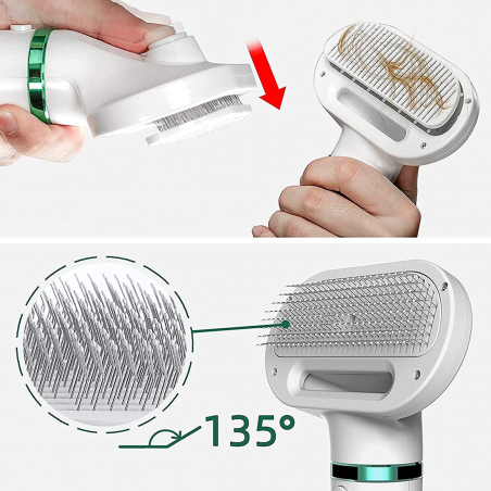 412521 Cepillo secador de pelo 2 en 1 para Mascotas ergonómico y ajustable