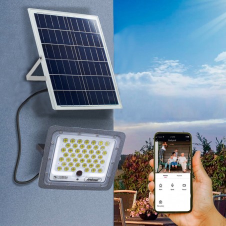 Faro LED 300 W con cámara de vigilancia de carga solar Q-SX76 Aplicación Wi-Fi