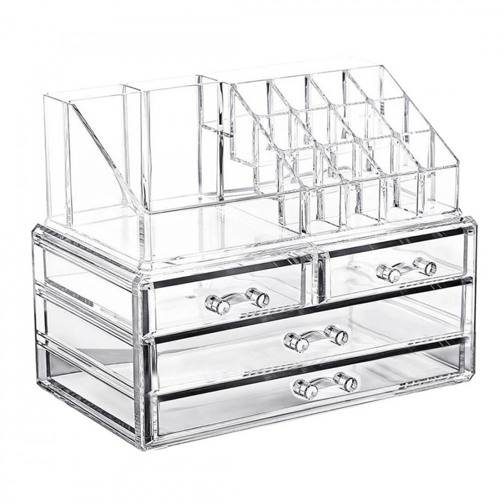 Organizador maquillaje transparente 20 espacios para cosméticos 17,5x22,5x13,5