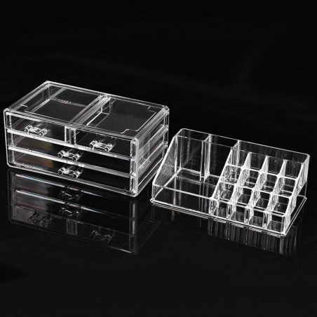 Organizador maquillaje transparente 20 espacios para cosméticos 17,5x22,5x13,5