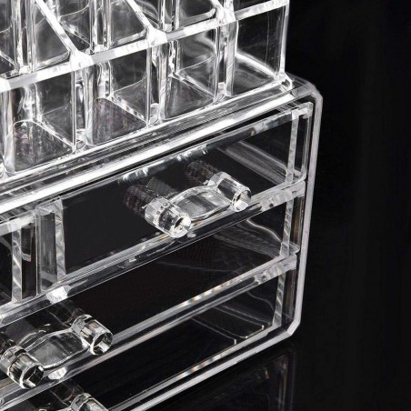 Organizador maquillaje transparente 20 espacios para cosméticos 17,5x22,5x13,5