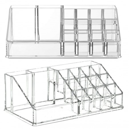Organizador maquillaje transparente 20 espacios para cosméticos 17,5x22,5x13,5
