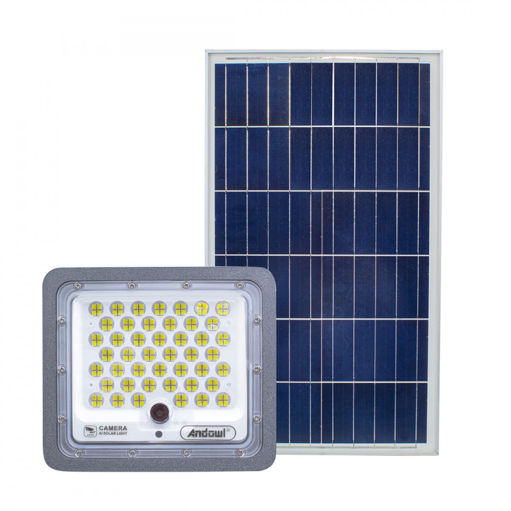 Faro LED de 450W con cámara de vigilancia de carga solar Q-SX77 APLICACIÓN Wi-Fi