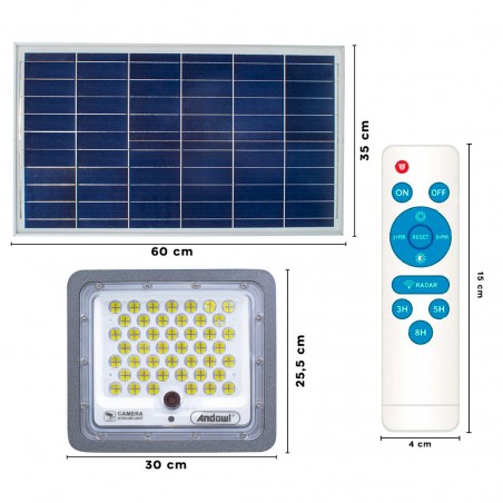 Faro LED de 450W con cámara de vigilancia de carga solar Q-SX77 APLICACIÓN Wi-Fi