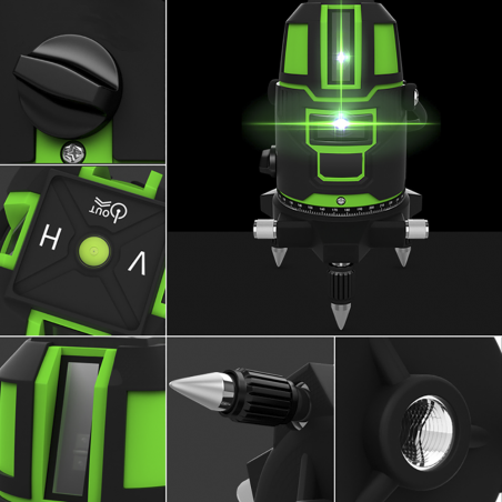 Nivel láser autonivelante 360 ​​° Rayo verde horizontal vertical multilínea