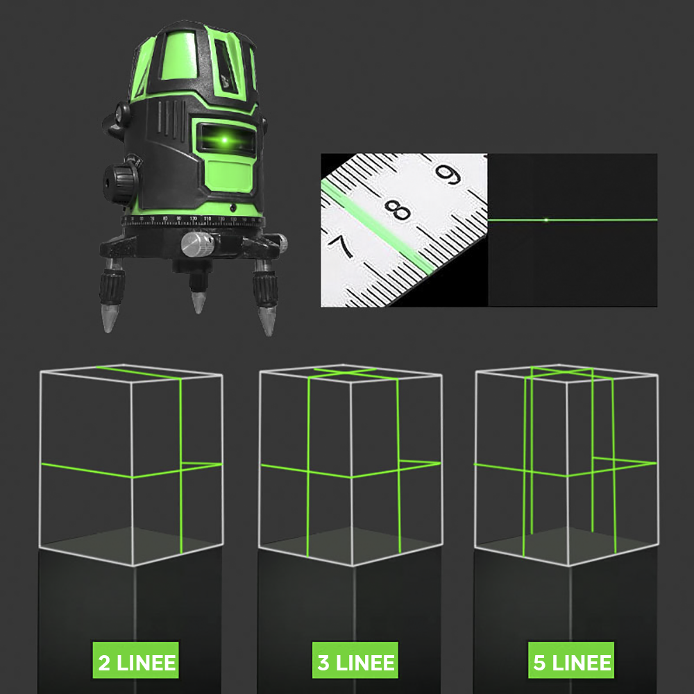 Nivel láser autonivelante 360 ​​° Rayo verde...