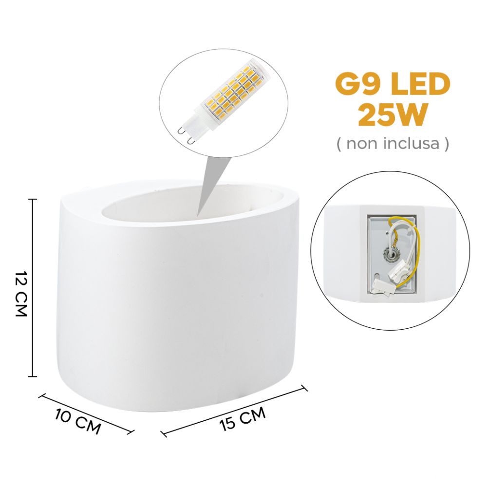 Aplique de pared de yeso GS-5016 G9 Montaje en...