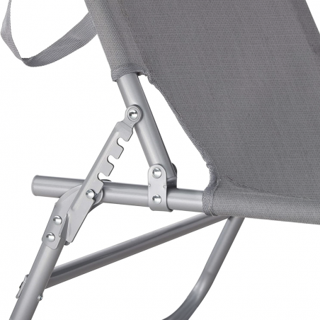 281013 Tumbona de Textilene respaldo ajustable GRIS tubo 18mm con toldo parasol