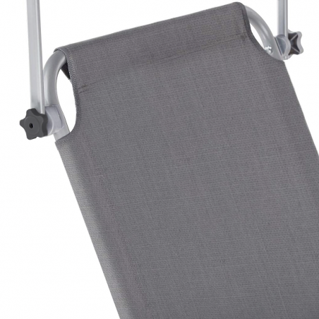 281013 Tumbona de Textilene respaldo ajustable GRIS tubo 18mm con toldo parasol