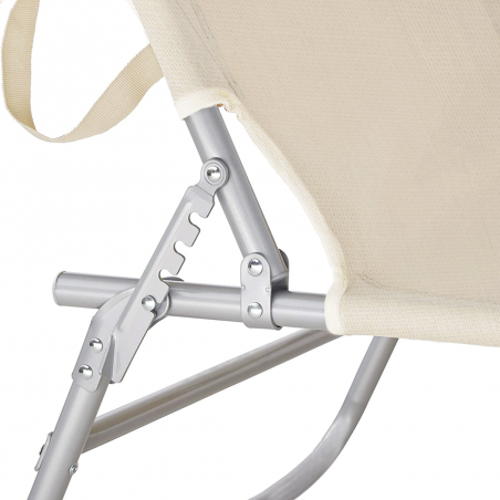 281014 Tumbona de Textilene respaldo ajustable BEIGE tubo 18mm con toldo parasol