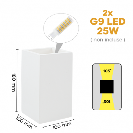 Aplique de yeso GS-5032 Montaje en pared G9 Doble emisión de luz