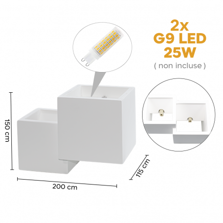 Aplique de yeso GS-5042 Montaje en pared G9 Emisión de luz doble