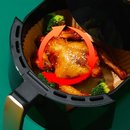 Papel de Horno Air Fryer 100uds Redondo 20cm Antiadherente Y Recubierto Silicona