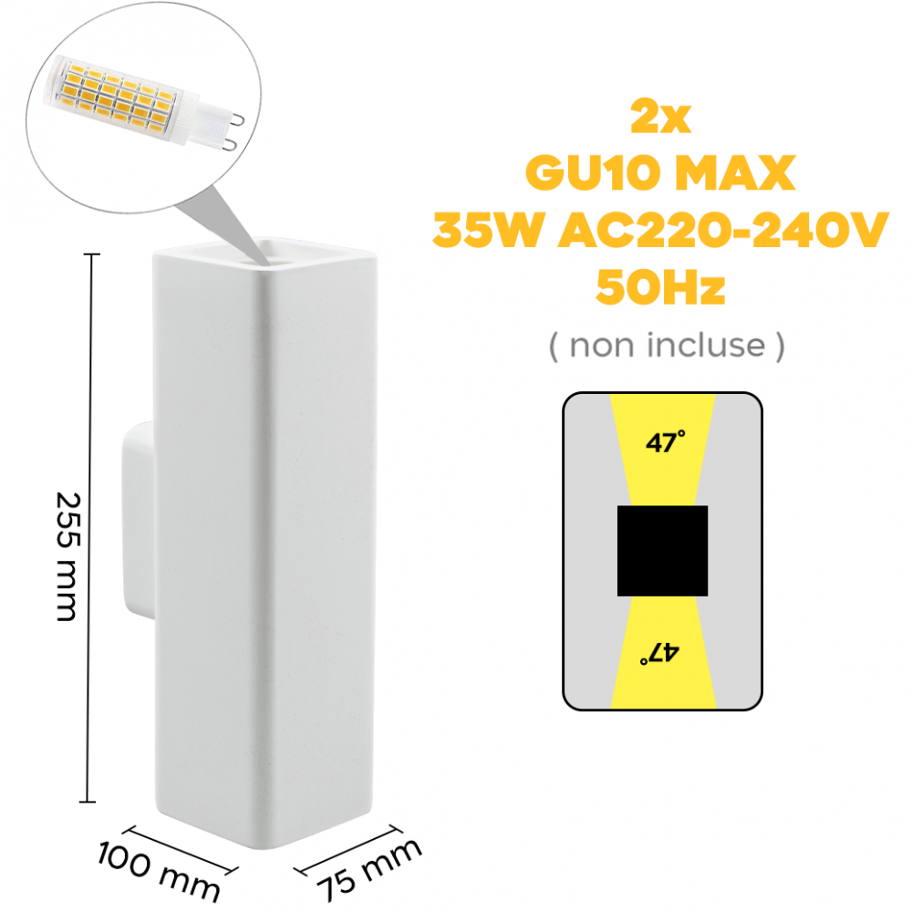 Aplique de yeso GS-5038 Montaje en pared GU10...