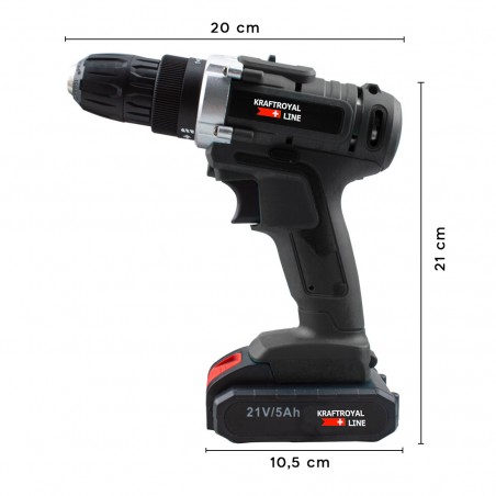 Taladro atornillador inalámbrico doble batería 21V accesorios velocidad 0-400rpm