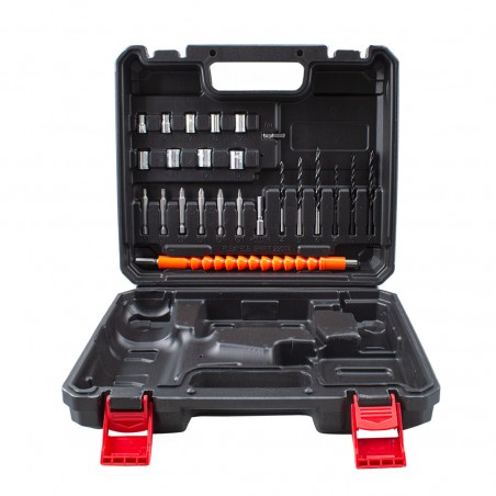 Taladro atornillador inalámbrico doble batería 21V accesorios velocidad 0-400rpm