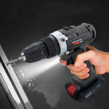 Taladro atornillador inalámbrico doble batería 21V accesorios velocidad 0-400rpm