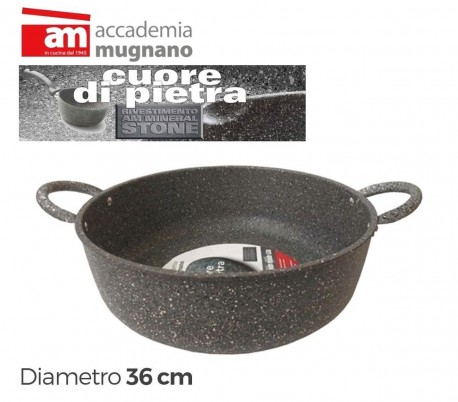 Cacerolade 40cm y dos mangos antiadherente y revestimiento con efecto piedra - Accademia Mugnano CUORE DI PIETRA