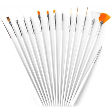Set 15 pinceles nail art para reconstrucción y decoración de uñas de gel UV