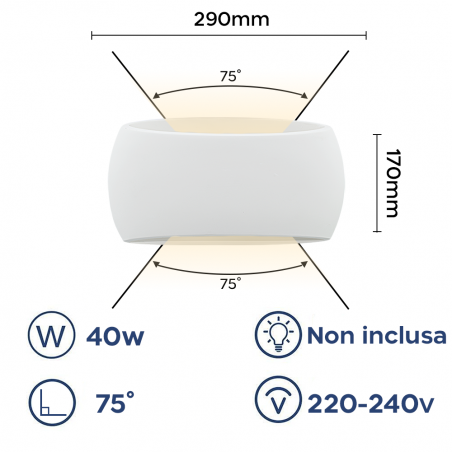 Aplique de yeso GS-5021 Montaje en pared E27 Emisión de luz doble