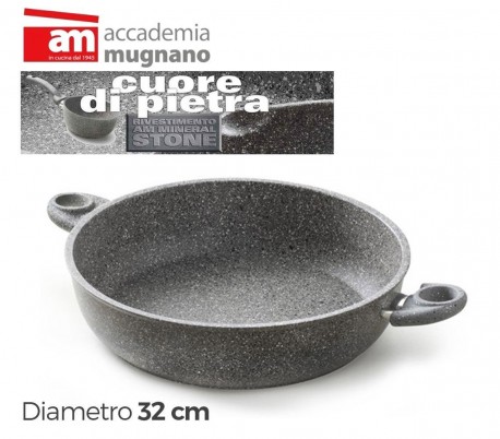 Cacerolade 36cm y dos mangos antiadherente y revestimiento con efecto piedra - Accademia Mugnano CUORE DI PIETRA