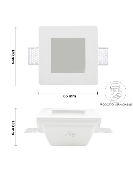 Portalámparas Escayola Retráctil GS-5003 Cuadrado Blanco Empotrable GU10 Attack