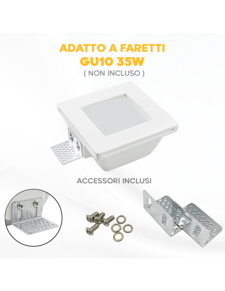 Portalámparas Escayola Retráctil GS-5003 Cuadrado Blanco Empotrable GU10 Attack