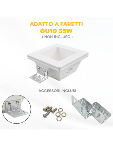 Portalámparas Escayola Retráctil GS-5006 Blanco Cuadrado Empotrable GU10 Attack
