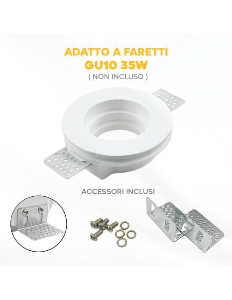 Portalámparas Retráctil de Yeso GS-5009 Redondo Blanco Empotrable GU10 Attack