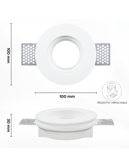 Portalámparas Retráctil de Yeso GS-5009 Redondo Blanco Empotrable GU10 Attack