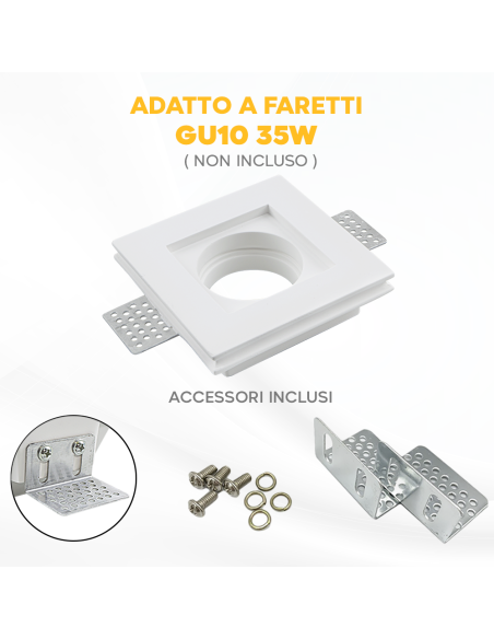 Portalámparas Escayola Retráctil GS-5010 Blanco Cuadrado Empotrable GU10 Attack